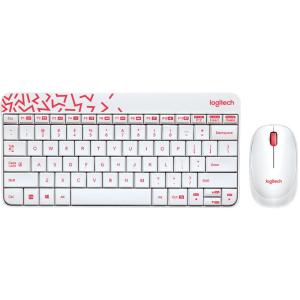 Logitech MK240 Nano Wireless Combo EN/Cyrillic Keyboard + Mouse White/Vivid Red