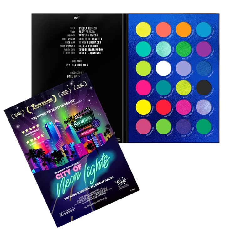 Rude Cosmetics City of Neon Lights თვალის ჩრდილების პალიტრა