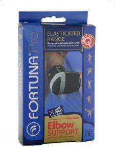 Fortuna plus - ფორტუნა პლიუსი იდაყვის ელასტიური ფიქსატორი შავ თეთრით-ზომა S