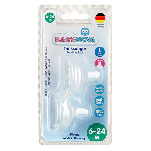 ბეიბი ნოვა - საწოვარა სილიკონის მრგვალ თავ ფაფის /6-24თვ/