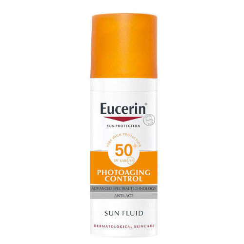 ეუცერინი - SUN Photoaging Control სახის მზისგან დამცავი SPF 50 ფლუიდი ნაოჭსაწინააღმდეგო