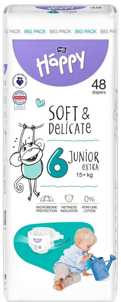 Bella Baby Happy ბავშვის საფენი 6 ზომა (Junior extra) 48ც