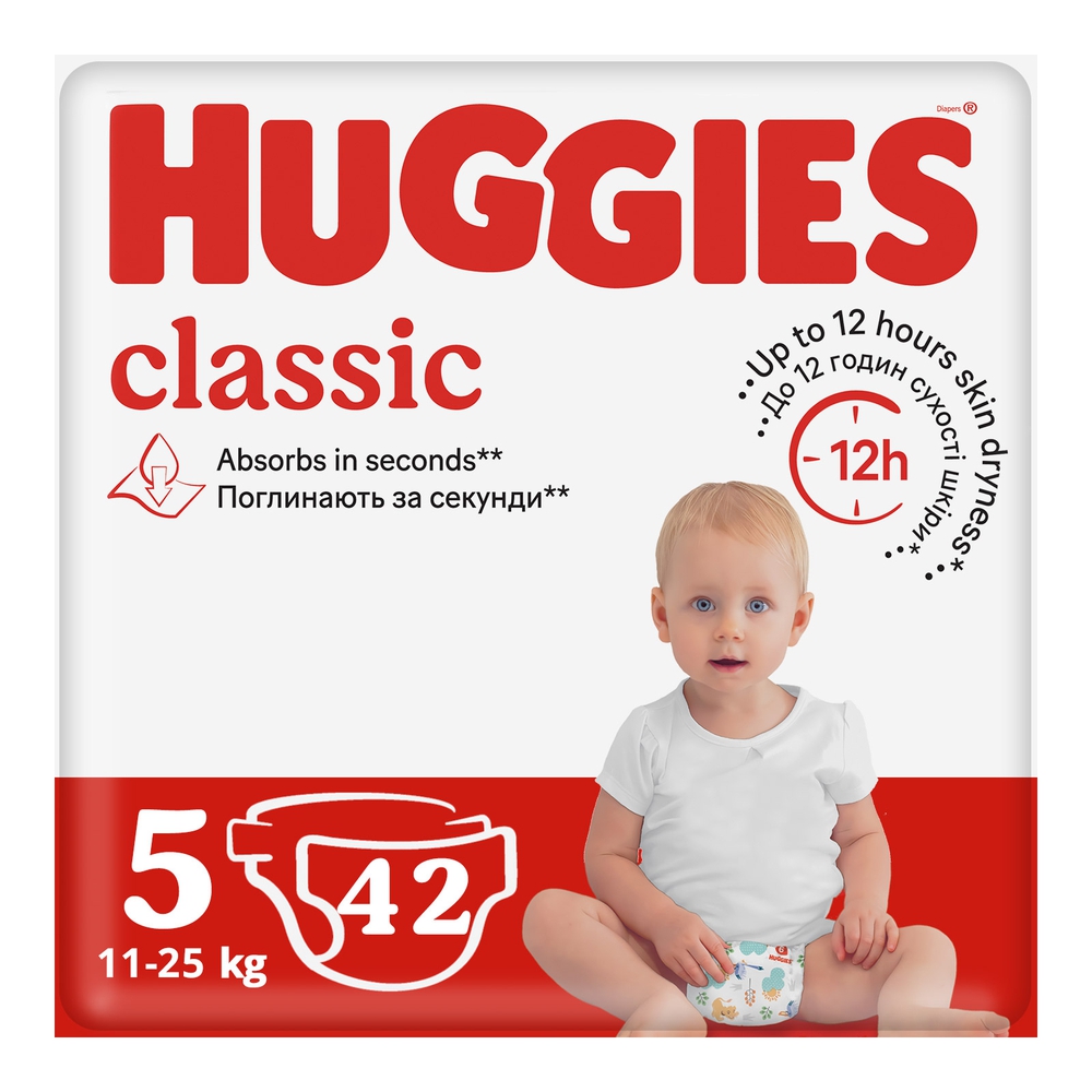 Huggies Classic ბავშვის საფენი 5 ზომა 42ც