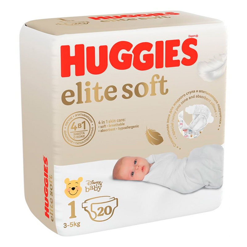 Huggies Elite Soft ბავშვის საფენი 1 ზომა 20ც