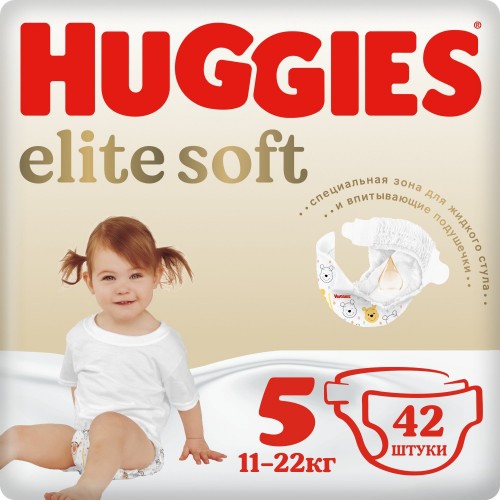 Huggies Elite Soft ბავშვის საფენი 5 ზომა 42ც