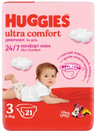 Huggies Ultra Comfort ბავშვის საფენი 3 ზომა 21ც