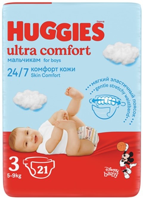 Huggies Ultra Comfort ბავშვის საფენი 3 ზომა 21ც