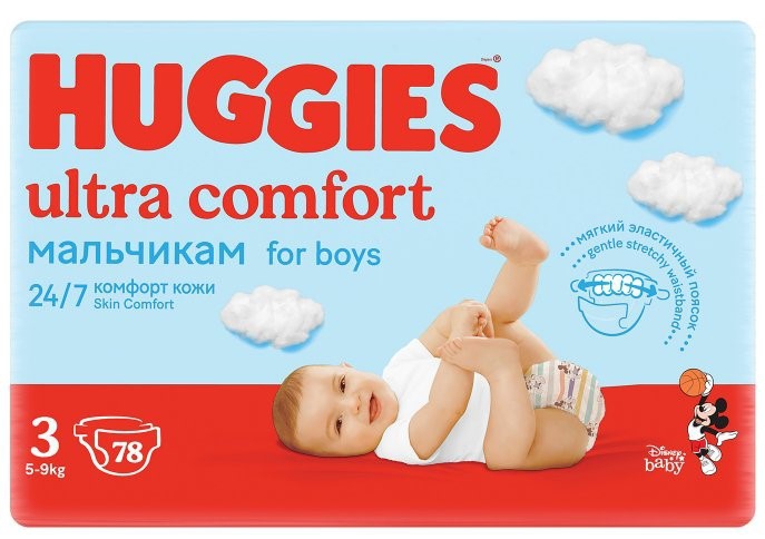 Huggies Ultra Comfort ბავშვის საფენი 3 ზომა 78ც