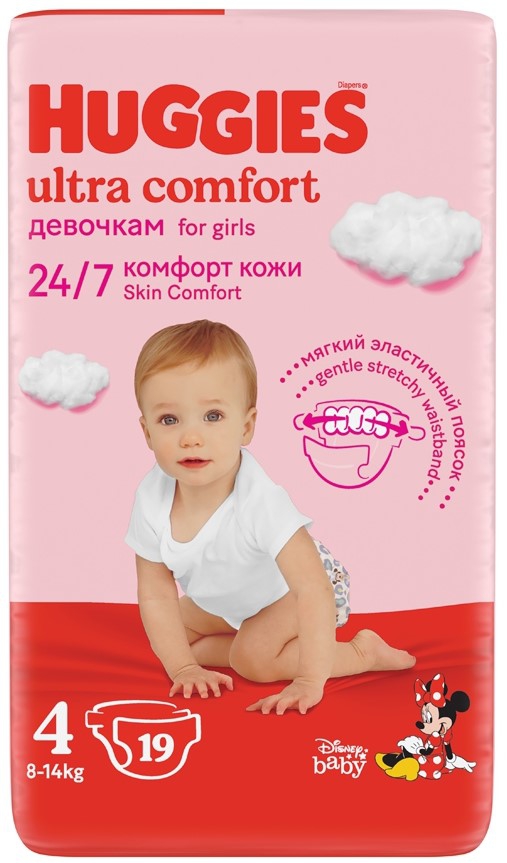 Huggies Ultra Comfort ბავშვის საფენი 4 ზომა 19ც