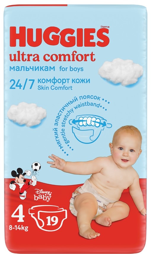 Huggies Ultra Comfort ბავშვის საფენი 4 ზომა 19ც