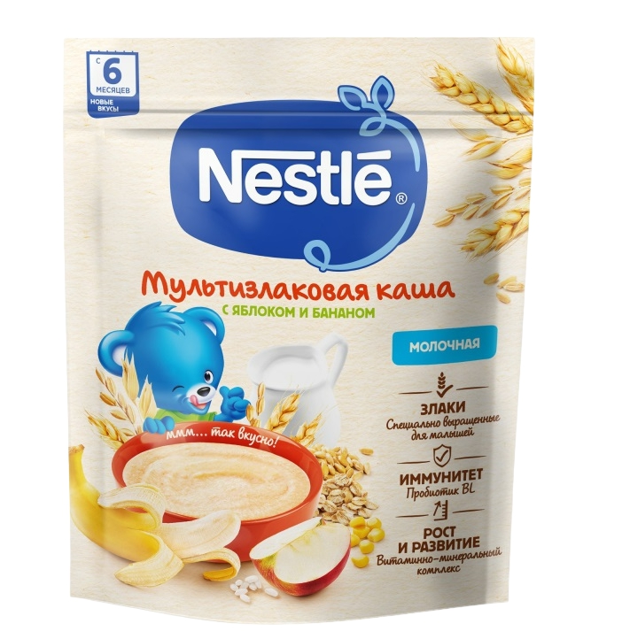 Nestle რძიანი ფაფა 5 მარცვალი ვაშლი და ბანანი 200 გ
