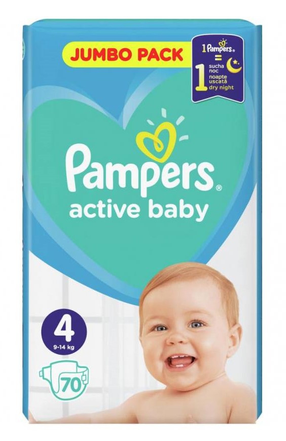 Pampers Active Baby-Dry ბავშვის საფენი 4 ზომა 70ც