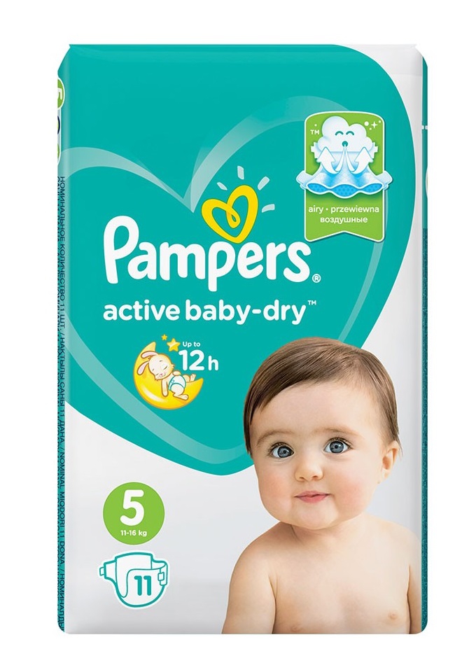 Pampers Active Baby-Dry ბავშვის საფენი 5 ზომა 11ც