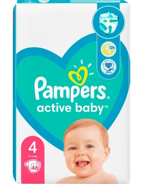 Pampers Active Baby ბავშვის საფენი 4 ზომა 46ც