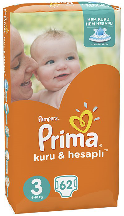 Pampers Prima ბავშვის საფენი 3 ზომა 62ც