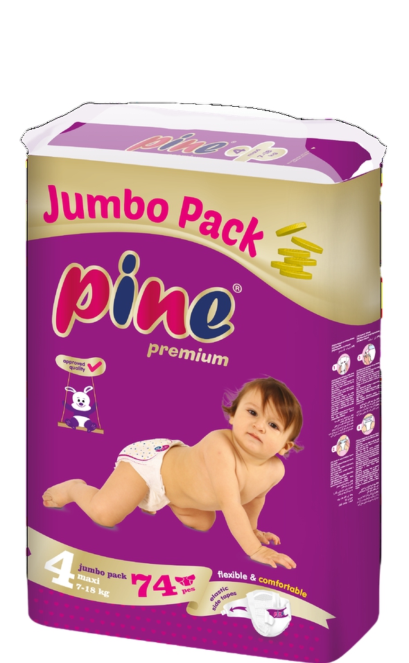 Pine Maxi Jumbo ბავშვის საფენი 4 ზომა 74ც