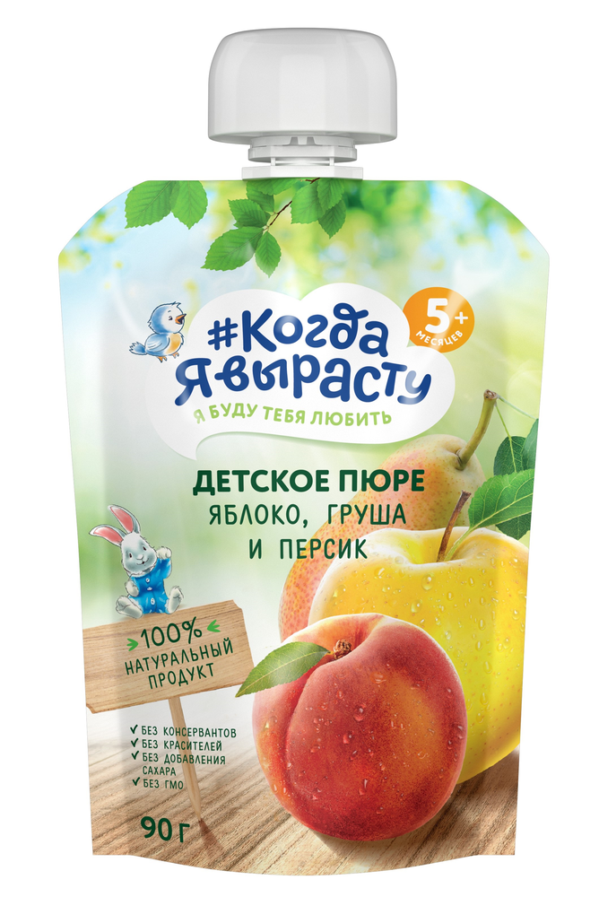 როცა გავიზრდები ხილფაფა ვაშლი, მსხალი & ატამი 90 გ