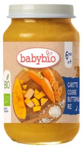 Babybio მენიუ "ძილინებისა" პიურე სტაფილო და გოგრა ბრინჯით 200 გ