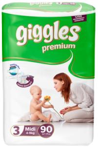 Giggles Premium Eco ბავშვის საფენი 3 ზომა 90ც