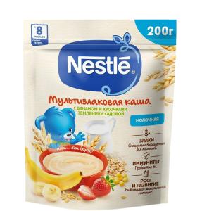 Nestle რძიანი ფაფა 5 მარცვალი მარწყვი და ბანანი 200 გ