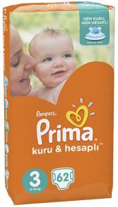 Pampers Prima ბავშვის საფენი 3 ზომა 62ც