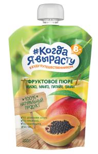 როცა გავიზრდები ხილფაფა ვაშლი, მანგო, პაპაია & ბანანი 220 გ