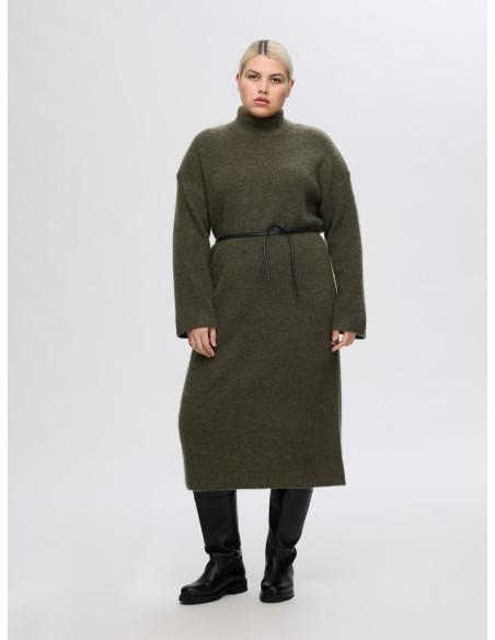 კაბა SELECTED FEMME - SLFMALINE LS KNIT DRESS HIGH NECK NOOS