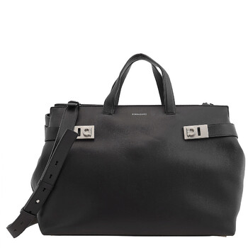 Black Calfskin Hybrid Tote Bag