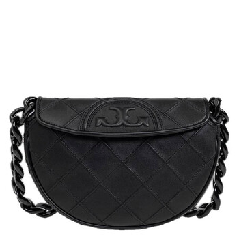 Black Leather Fleming Soft Mini Crescent Bag