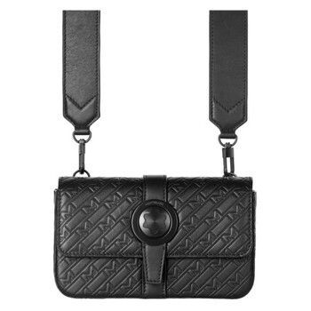 Black Leather M Print Ultrablack Crossover Clutch