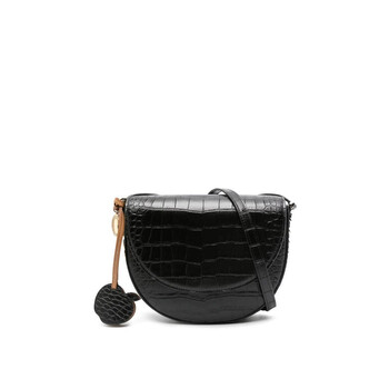 Black Medium Frayme EmbossedCrocodile Shoulder Bag