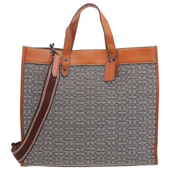 Cocoa  Burnished Amber Field Tote Bag 40 In Micro Signature Jacquard