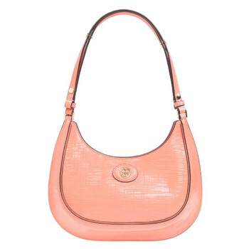 Coral Crush Robinson Embossed Leather Crescent Bag