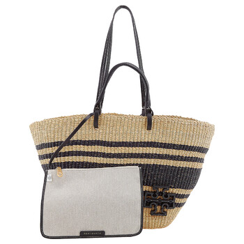 Ella Striped Basket Tote Bag