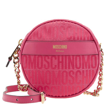 Fantasy Print Fucsia Allover Logo Round Crossbody Bag