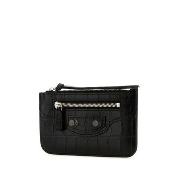 Le Cagole CrocodileEffect Leather Wallet in Black