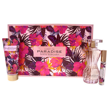 Lost In Paradise by Sofia Vergara for Women  3 Pc Gift Set 3.4oz EDP Spray 10ml EDP Roller Ball 3.4oz Body Lotion