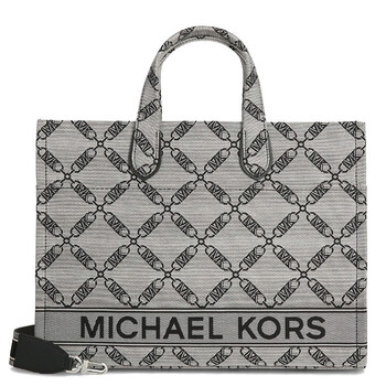 Nat  Blk Gigi Large Empire Logo Jacquard Tote Bag