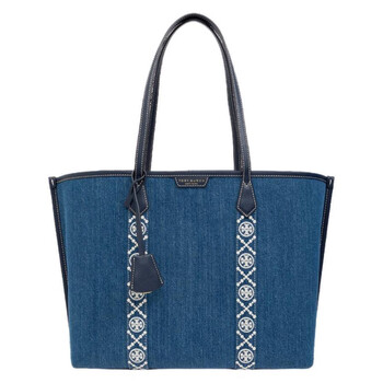 TripleCompartment Denim Perry Tote Bag