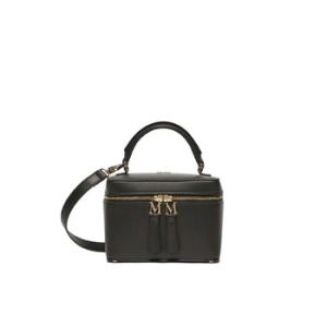 Black Leather Vanity TopHandle Bag