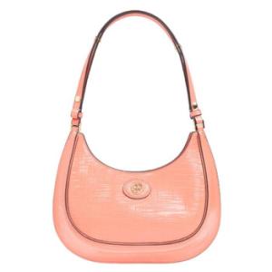 Coral Crush Robinson Embossed Leather Crescent Bag