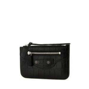 Le Cagole CrocodileEffect Leather Wallet in Black