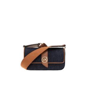 Logo Plaque Small Denim Crossbody Bag