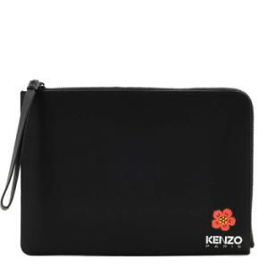 Logo Printed Zipped Clutch Bag