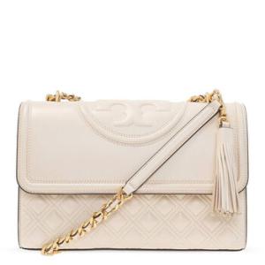 New Cream Fleming Convertible Leather Shoulder Bag