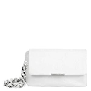 Open Box  Philipp Plein White Leather Shoulder Bag with Embossed Monogram