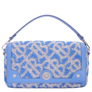 Small Note Tb Sequins Yarn Shoulder Bag In Cool Cornflower Blue
