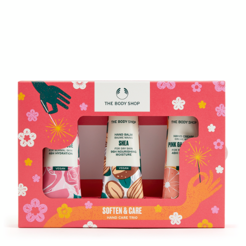 ბოდი შოპი - სასაჩუქრე ნაკრები AYR23 G2 სამეული ხელის ბალზამი შია 30მლ. ხელის კრემი 30მლ ბრიტანული ვარდი. ვარდისფერი გრეიფრუტი