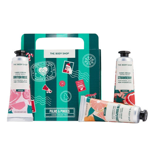 ბოდი შოპი - სასაჩუქრე ნაკრები XM22 G2 ხელის კრემი 30მლ მარწყვი. ვარდისფერი გრეიფრუტი. ბრიტანული ვარდი