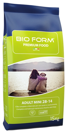 BIO FORM, ზრდასრული მინი ჯიშის ძაღლის მშრალი საკვები, ქათმის და ინდაურის არომატით, 15 კგ